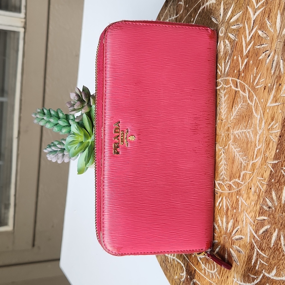 Prada Long Zip Wallet in Pink Authentication Included
